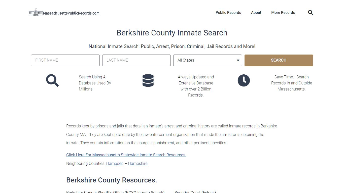 Berkshire County Inmate Search - BCSO Current & Past Jail Records